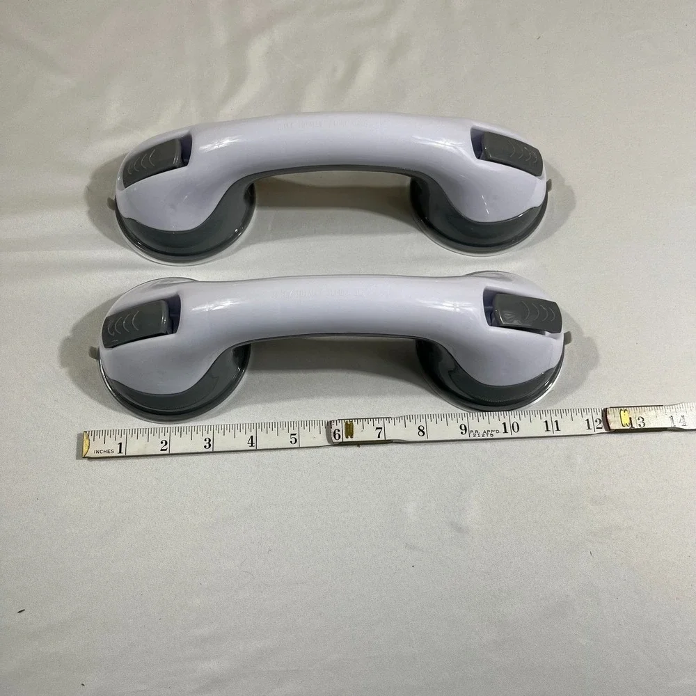 2 Pack 12in Suction Shower Grab Bars Safety Handles for Seniors Handicap White